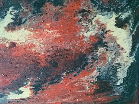 9 acrylic pour on canvas board   8X10in
