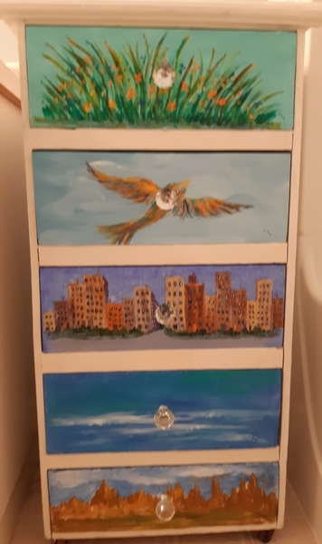 Acrylic on dresser drawers