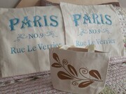 Stencilled cushion covers and bag