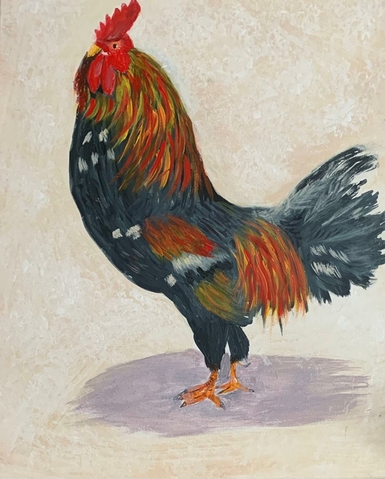 rooster, acrylic